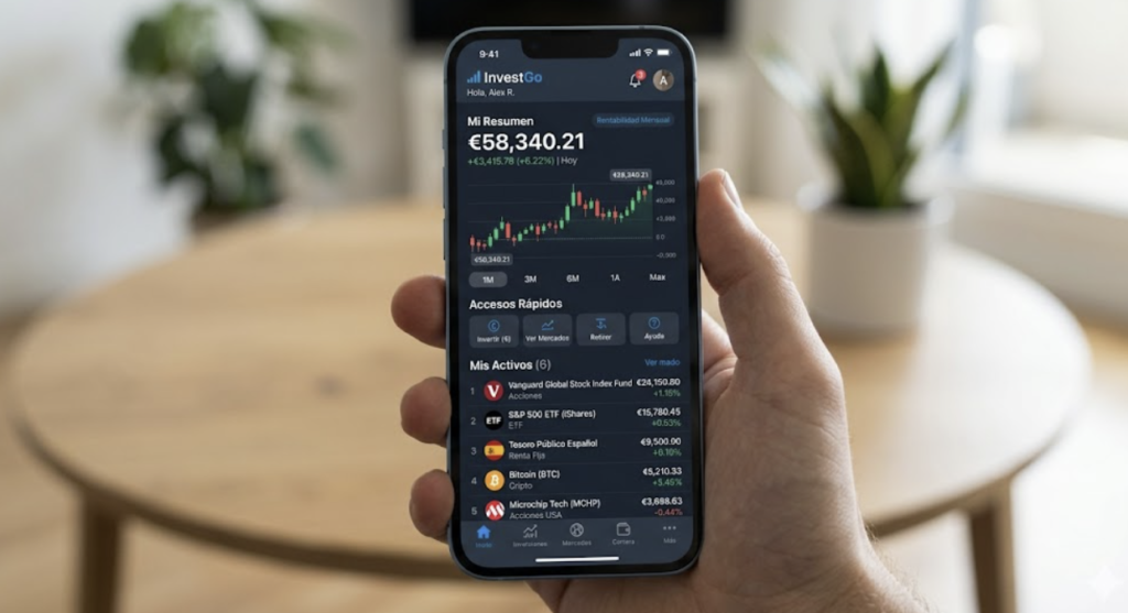 empezar a invertir, captura de una app de inversión