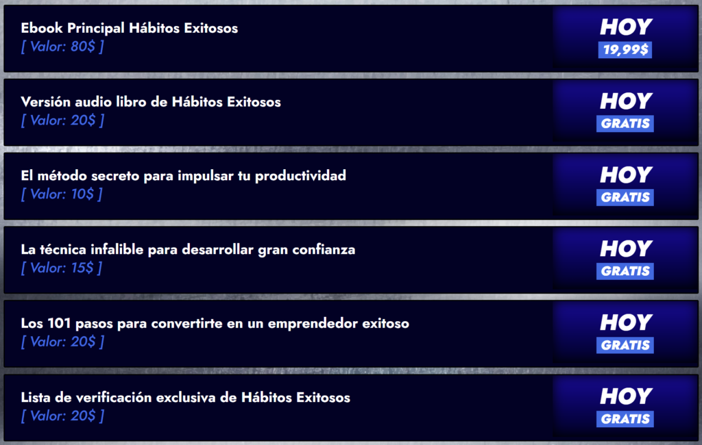 qué incluye Hábitos Exitosos para crear hábitos